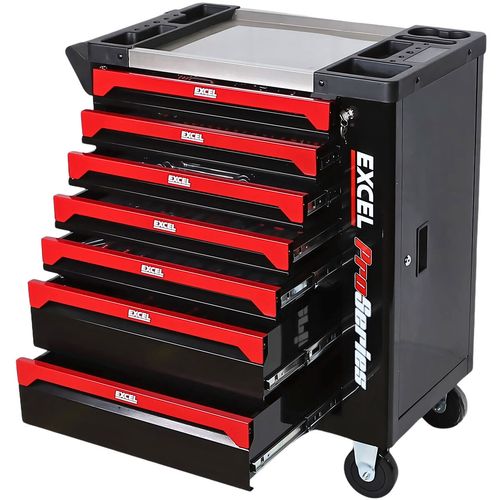 Excel Tool Box 7 Drawers 30" Roller Cabinet With 249 Piece Tool Kit Black — image 2