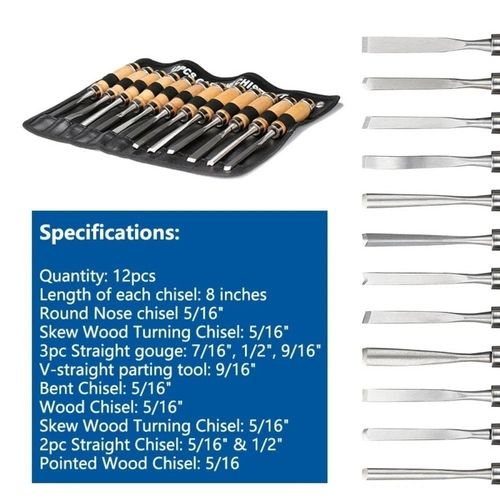 12Pcs Wood Carving Hand Chisel Set Woodworking Professional Lathe Gouges Tools — image 10
