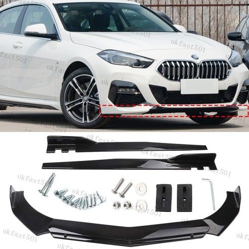 For BMW 2 Series F22 F23 F87 Front Bumper Lip Splitter Spoiler+46'' Side Skirts