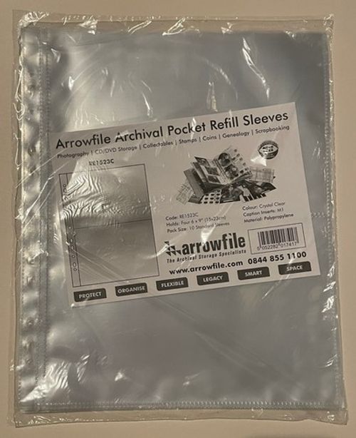 Arrowfile Archival Pocket Refill Sleeves : Double 6x9" (10 Pack) NEW RE1523C