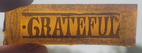 Stained Glass Grateful fragment permanent kiln fired amber painted piece