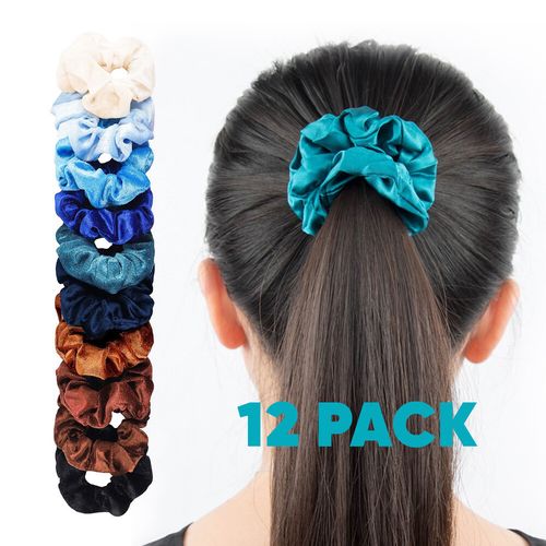 12 PACK HAIR SCRUNCHIES VELVET SCRUNCHY ELASTIC HAIR BANDS HOLDER FREE POSTAGE — image 3