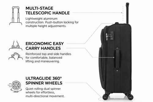 4 wheel Spinner Soft Shell Suitcase Luggage Set Carry On  Cabin Travel bag LJ900 — image 6