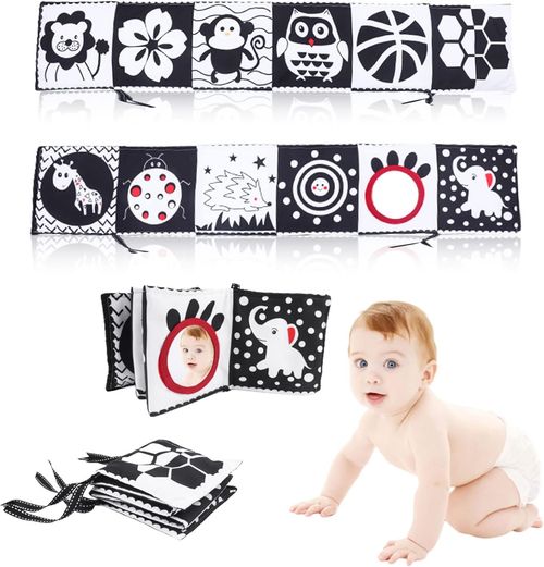 Black and White Sensory Toys, High Contrast Soft Baby Book with Soft Mirror, Do — image 8