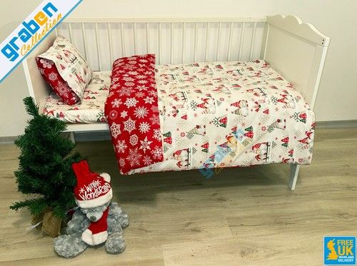 100% COTTON POPLIN BEDDING SET FOR Cot Bed, Duvet Cover&Pillowcase 100cm x 135cm