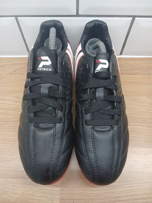 Patrick Power X Rugby Boots in black, white, red with soft-ground metal studs — image 3