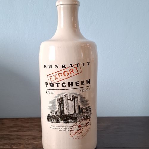 Bunratty Export Potcheen 750ml Ceramic Bottle 40% Vol with Cork Stopper- Empty — image 1
