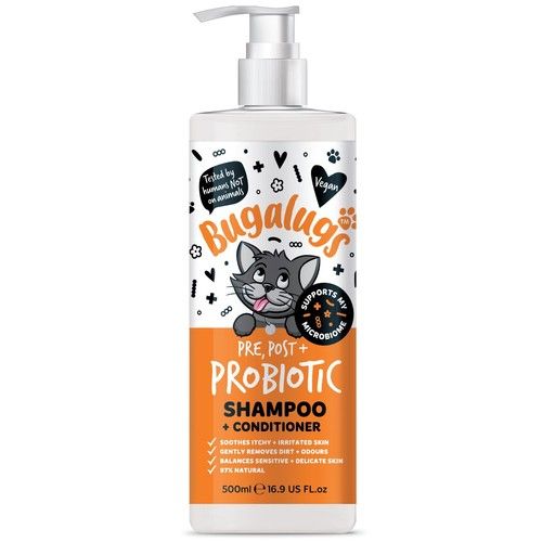 Bugalugs Cat Shampoo Conditioner for Itchy Skin Prebiotics & Probiotics for cats