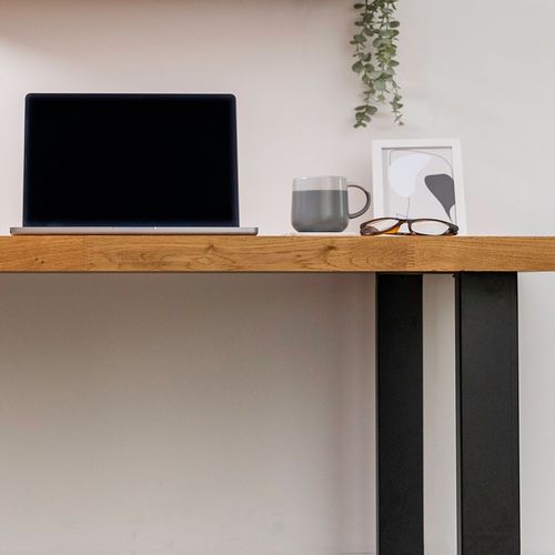 Solid Oak Office Desk 1500 x 800mm | Industrial Writing Table Home Workstation — image 4