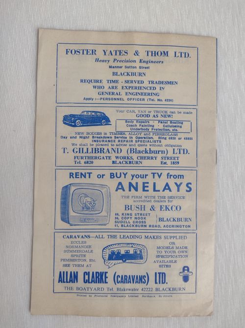 1962 League Cup Semi Final Blackburn Rovers v Rochdale 2nd May Rare Programme — image 7