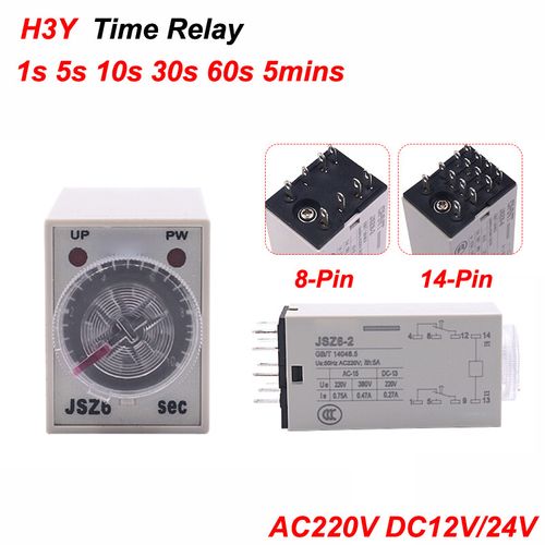 1s-5mins Adjustable Delay Time Relay AC220V DC12V/24V DPDT  8/14-Pin Time Relay — image 1