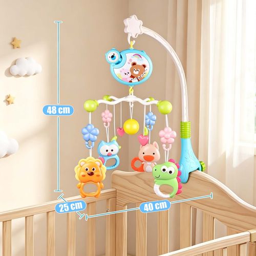 Musical Crib Bed Bell Stars Projector Cot Bed Bell 360° Rotating Rattle Toy Gift — image 2