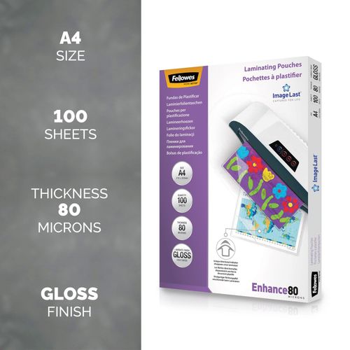Laminating Pouches A4, Gloss Finish - 100 Sheets - 160 Micron (2 x 80 Micron) — image 1