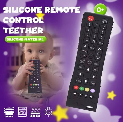 TV Remote Control Shape Teether Baby Safe Silicon Teether Black UK Stock — image 3