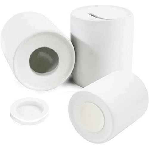 36 Sublimation White Ceramic Coin Money Box with Coin Slot, Rubber Stopper