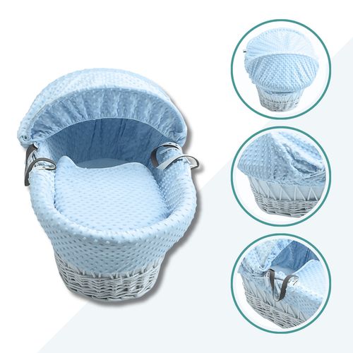 Baby Moses Basket With Stand Grey Dimple Bedding and Mattress Grey Wicker — image 3
