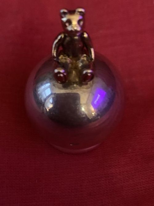 Sterling Silver Baby Tooth Holder/Storage Teddy On Top Christening Gift