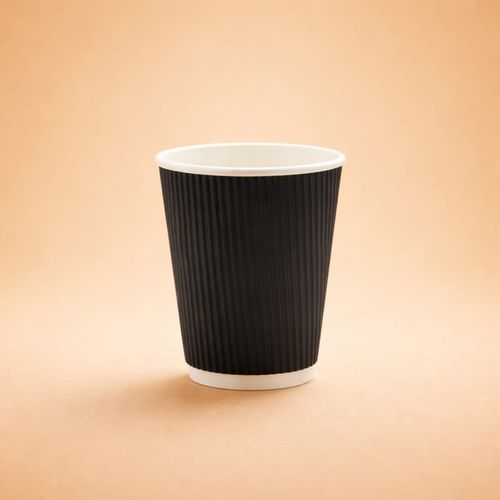 100 Pack Ripple Paper Coffee Cups & Lids | Disposable Hot Drink Cups | Black | — image 7