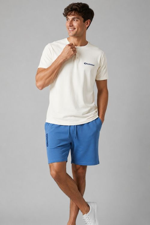 Superga Men’s Short Summer Cotton Serafino Pajama Set - Brown Beige — image 1