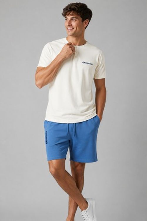 Superga Men’s Short Summer Cotton Serafino Pajama Set - Brown Beige