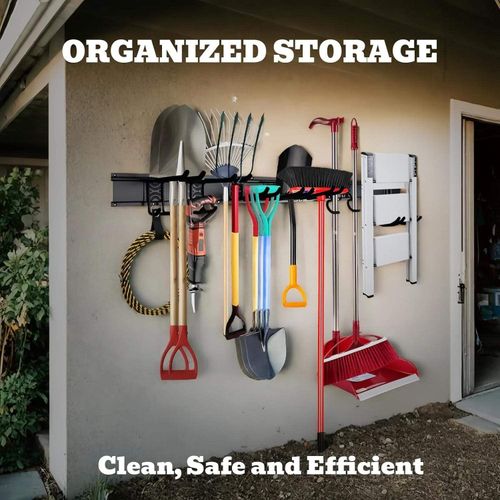 4x Garage Garden Tool Holder Storage Rack Shed Wall Mounted Organiser Long Hooks — image 10
