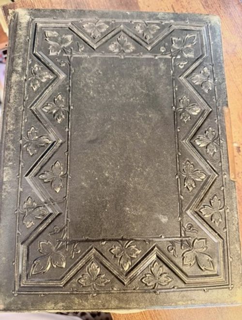 Antique Victorian Leather Photo Album Ornate Brass Clasp Holds