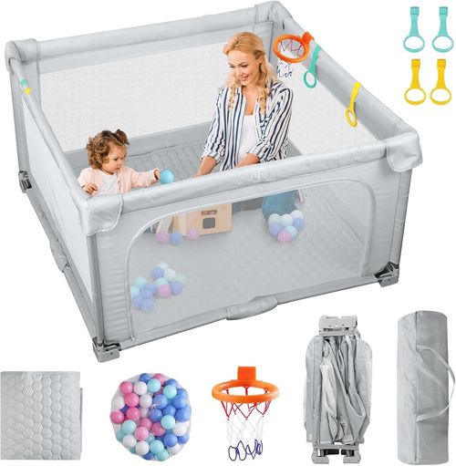 eSynic 150X150cm Large Baby Playpen with Removable Mat for Indoor Outdoor — image 3