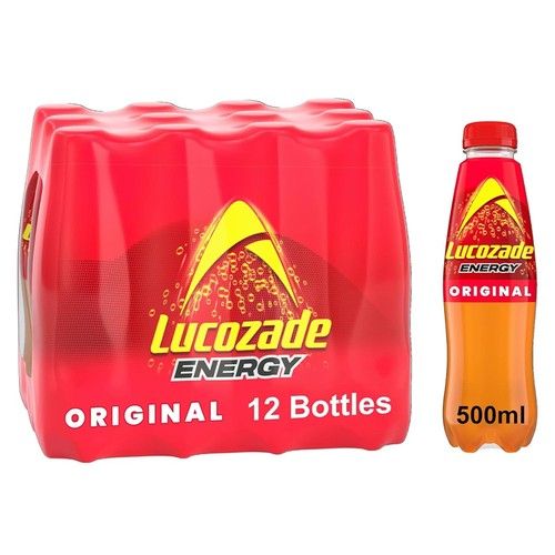 Lucozade Energy Drink 12 Pack (12 x 500ml) Bottles - Carbonated Sport Beverage