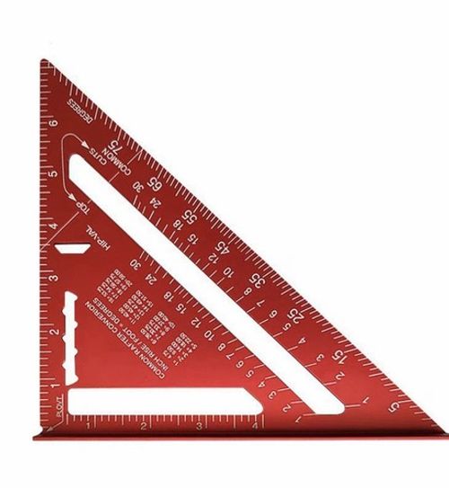 Red Aluminium Carpenter Square Ruler 26cm Triangle Angle Measuring Tool Metric