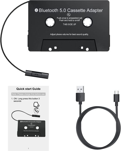 Car Audio Cassette Receiver, Bluetooth 5.0 Cassette Aux Adapter for Listening — image 4