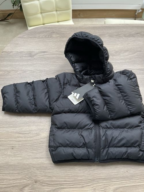 ADIDAS Unisex Baby Black Puffer Jacket 6-9 Months Removable Hood JL7389