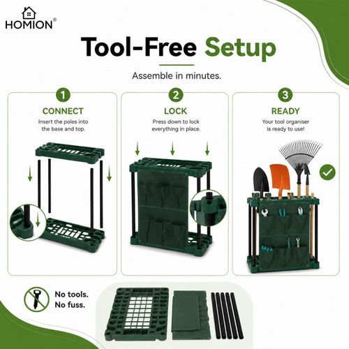 Garden Tool Storage Holder Rack on Wheels Caddy Gardening Garage Organizer Stand — image 8