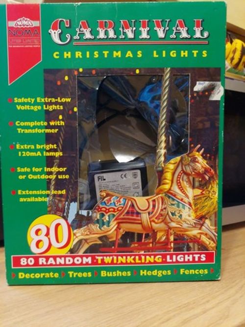 Vintage NOMA Carnival Christmas Lights 80 Twinkling Lights Boxed