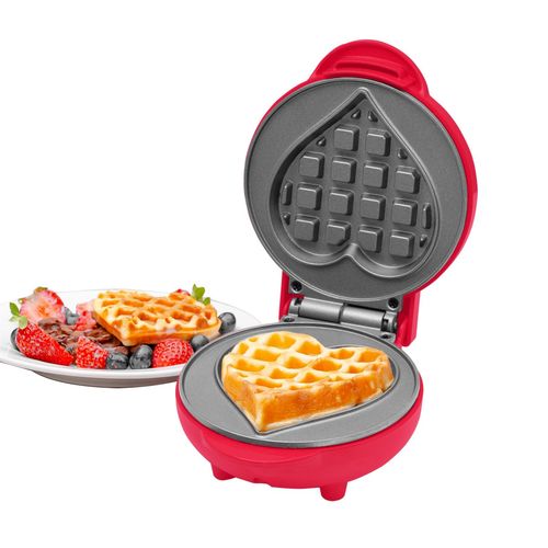 Heart Shaped Waffle Maker - Red - Non Stick Quick Heat Mini Waffle Maker — image 7