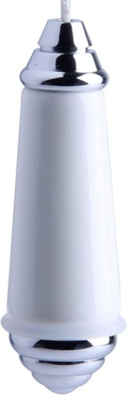 Ceramic Light Cord Pull | Puller Chrome Finish White Porcelain | Traditional