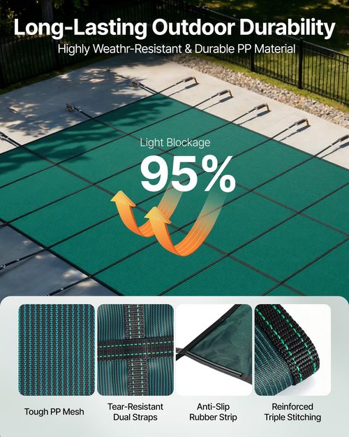16X32 FT Winter Debris Cover Swimming Pool Cover W/ Tension Spring Fixing — image 3