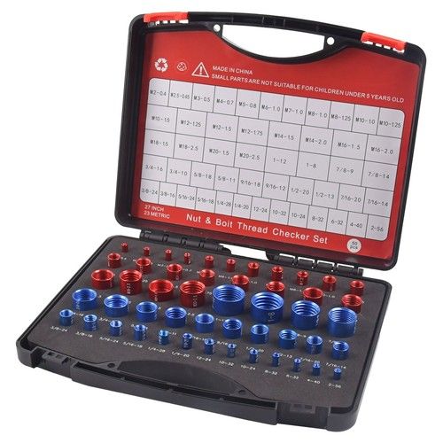 Thread Checker 50 PCS Nut and Bolt Inch and Metric Screw Thread Identifier Gauge