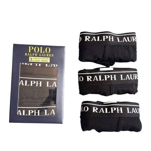 Men's Polo Boxers 3 Pack Soft Cotton Trunks Classic Fit Underwear Black & Mixed