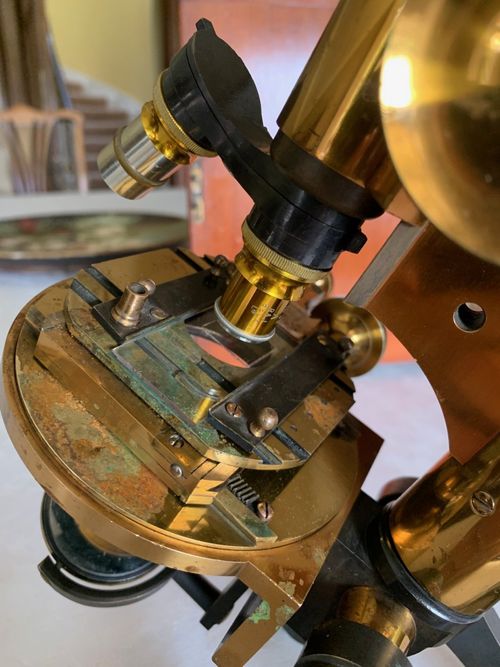 Antique Henry Crouch Histological Brass Microscope - circa 1887, Cased — image 13