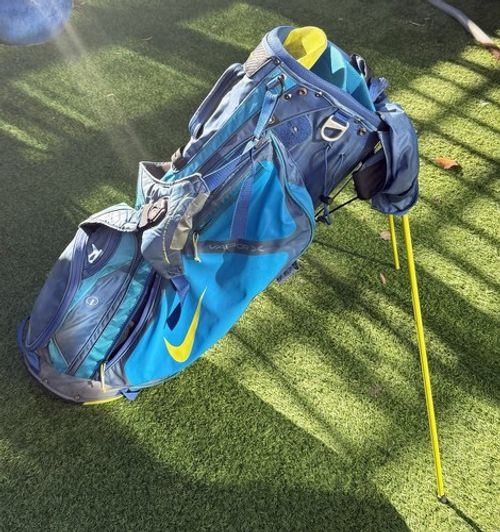 Nike Vapor X Pronged Stand Bag In Electric Blue And Yellow Highlights Great Cond