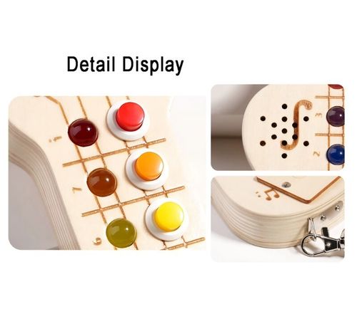 Wood Guitar Musical LED Light Montessori Switch Toy Busy Board Sensory Toys Gift — image 9