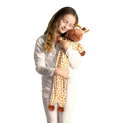 LIVIVO Extra Long 2L Hot Water Bottle Giraffe Faux Fur Fluffy Cover Rubber Top