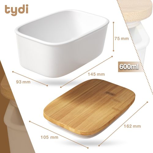Butter Dish With Lid Ceramic Porcelain Storage Container Kitchen Holder White UK — image 4