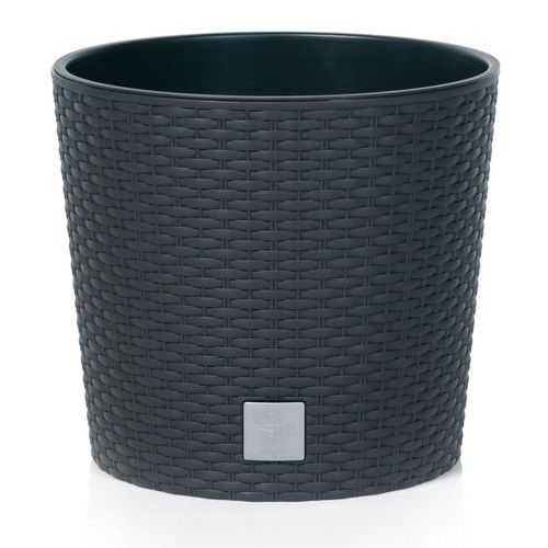 Modern Round Plastic Rattan Effect Flower Plant Garden Flower Herb Planter Pot