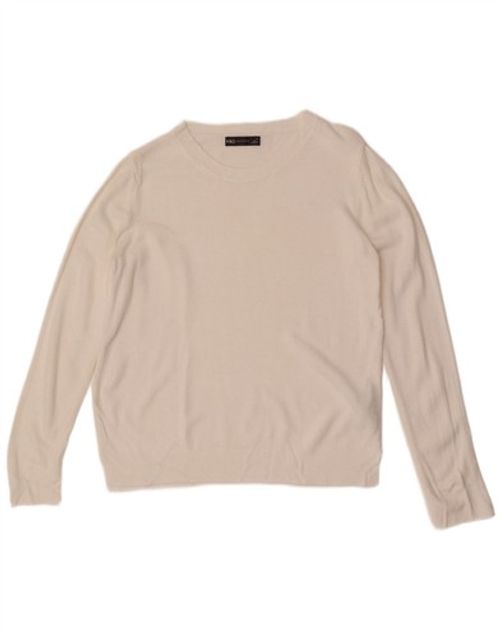 Marks & Spencer Womens Boat Neck Jumper Sweater UK 14 Medium White Acrylic EF15