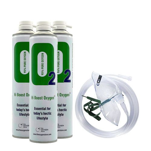 Hi Boost Oxygen Can Pure | Boost Energy Levels | 3 x 10L Can with Mask + Tube