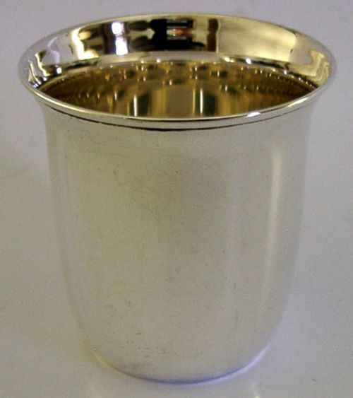 30g STYLISH GERMAN 925 SOLID STERLING SILVER WHISKY SHOT TOT CUP c1970 BARWARE
