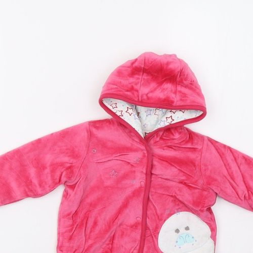 Marks & Spencer Girls Jacket Size 3-6 Months Pink Long Sleeve Hooded — image 6