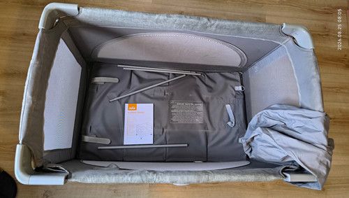 Joie Portable Foldable Travel Cot Playpen, Grey Fabric Rectangle