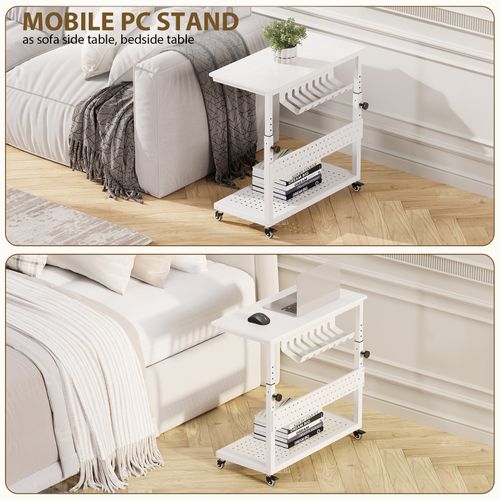2-Tier PC Stand Computer Cart, Adjustable Tower Stand Cart Mobile CPU Holders — image 9